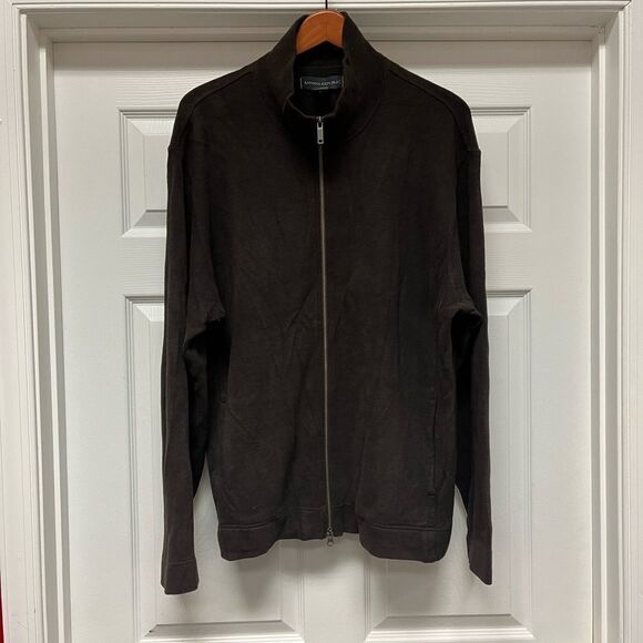 Banana Republic Brown Mock Neck Zip Up Sweater sz XL EUC - Picture 2 of 6